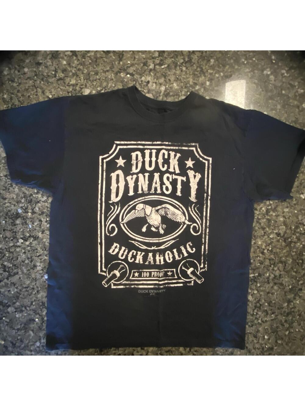 Duck Dynasty Duckaholic Men's Black Graphic T-Shirt XL Cotton Crew Neck